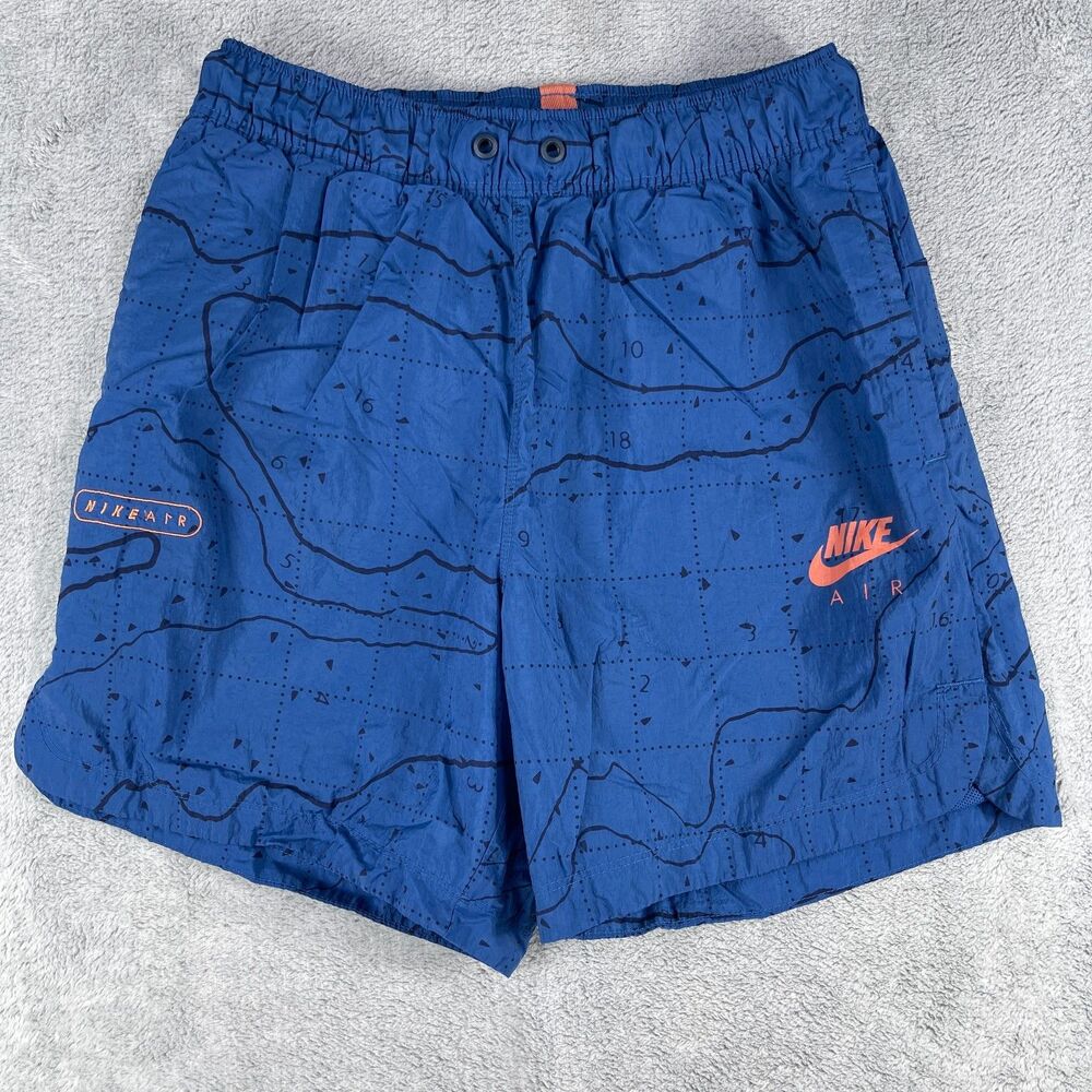 Nike Air Shorts Mens Small Blue Geographic Lined Woven Running Training Workout